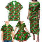 South Sydney Rabbitohs Family Matching Puletasi and Hawaiian Shirt Tropical Hibiscus Floral Seamless Rugby Mascot