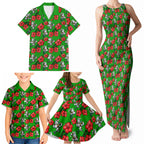 South Sydney Rabbitohs Family Matching Tank Maxi Dress and Hawaiian Shirt Tropical Hibiscus Floral Seamless Rugby Mascot