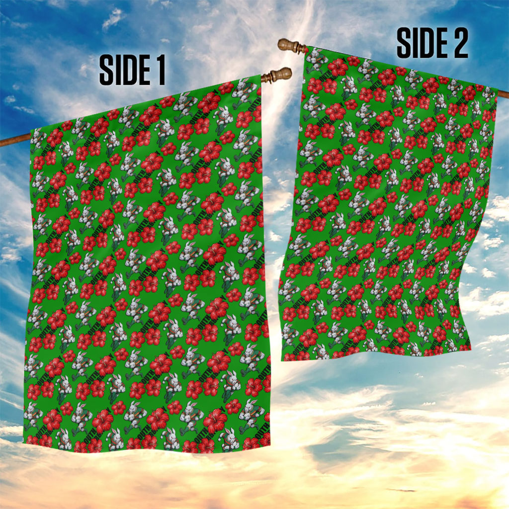 South Sydney Rabbitohs Garden Flag Tropical Hibiscus Floral Seamless Rugby Mascot