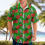 South Sydney Rabbitohs Hawaiian Shirt Tropical Hibiscus Floral Seamless Rugby Mascot