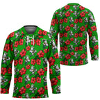 South Sydney Rabbitohs Hockey Jersey Tropical Hibiscus Floral Seamless Rugby Mascot