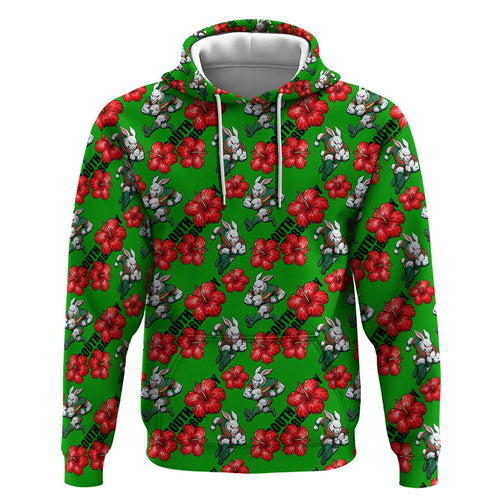 South Sydney Rabbitohs Hoodie Tropical Hibiscus Floral Seamless Rugby Mascot