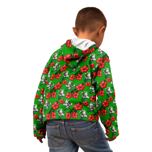 South Sydney Rabbitohs Kid Hoodie Tropical Hibiscus Floral Seamless Rugby Mascot