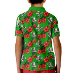 South Sydney Rabbitohs Kid Polo Shirt Tropical Hibiscus Floral Seamless Rugby Mascot