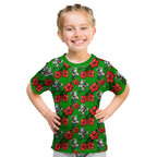 South Sydney Rabbitohs Kid T Shirt Tropical Hibiscus Floral Seamless Rugby Mascot