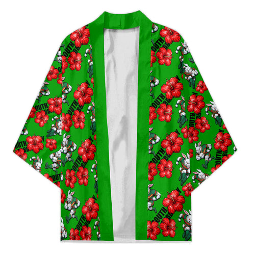 South Sydney Rabbitohs Kimono Tropical Hibiscus Floral Seamless Rugby Mascot