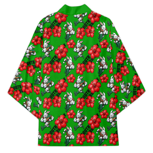 South Sydney Rabbitohs Kimono Tropical Hibiscus Floral Seamless Rugby Mascot