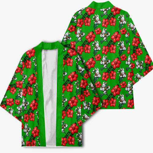 South Sydney Rabbitohs Kimono Tropical Hibiscus Floral Seamless Rugby Mascot