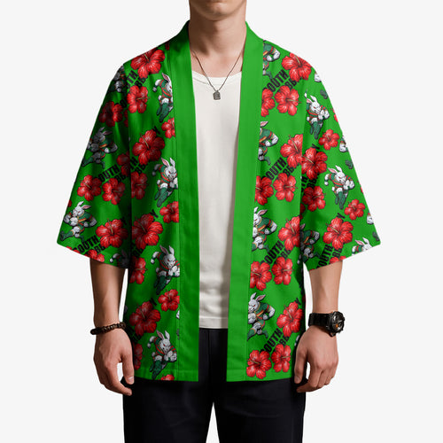 South Sydney Rabbitohs Kimono Tropical Hibiscus Floral Seamless Rugby Mascot