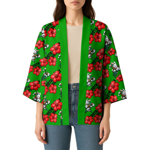 South Sydney Rabbitohs Kimono Tropical Hibiscus Floral Seamless Rugby Mascot