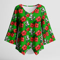 South Sydney Rabbitohs Kimono Sleeve Blouse Tropical Hibiscus Floral Seamless Rugby Mascot