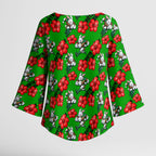 South Sydney Rabbitohs Kimono Sleeve Blouse Tropical Hibiscus Floral Seamless Rugby Mascot