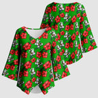 South Sydney Rabbitohs Kimono Sleeve Blouse Tropical Hibiscus Floral Seamless Rugby Mascot