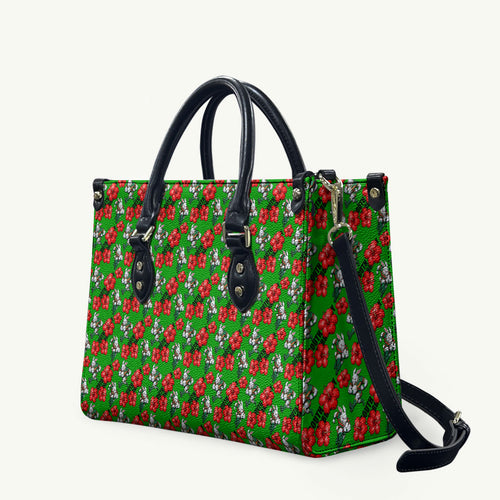 South Sydney Rabbitohs Leather Bag Tropical Hibiscus Floral Seamless Rugby Mascot
