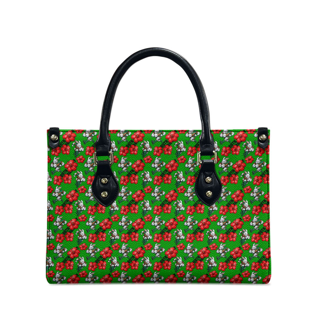 South Sydney Rabbitohs Leather Bag Tropical Hibiscus Floral Seamless Rugby Mascot