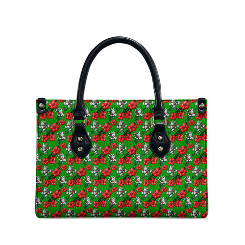 South Sydney Rabbitohs Leather Bag Tropical Hibiscus Floral Seamless Rugby Mascot