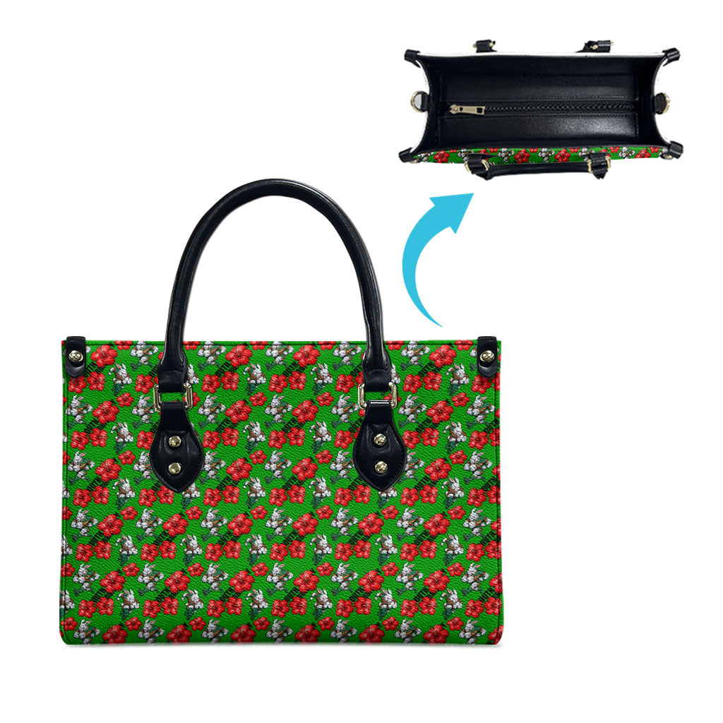 South Sydney Rabbitohs Leather Bag Tropical Hibiscus Floral Seamless Rugby Mascot