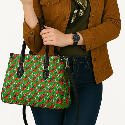 South Sydney Rabbitohs Leather Bag Tropical Hibiscus Floral Seamless Rugby Mascot