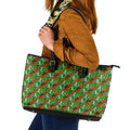 South Sydney Rabbitohs Leather Tote Bag Tropical Hibiscus Floral Seamless Rugby Mascot