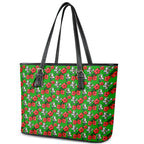 South Sydney Rabbitohs Leather Tote Bag Tropical Hibiscus Floral Seamless Rugby Mascot