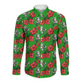 South Sydney Rabbitohs Long Sleeve Button Shirt Tropical Hibiscus Floral Seamless Rugby Mascot
