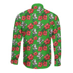 South Sydney Rabbitohs Long Sleeve Button Shirt Tropical Hibiscus Floral Seamless Rugby Mascot