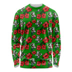 South Sydney Rabbitohs Long Sleeve Shirt Tropical Hibiscus Floral Seamless Rugby Mascot