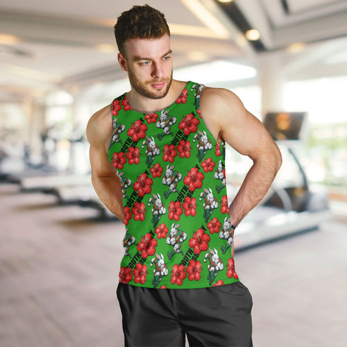 South Sydney Rabbitohs Men Tank Top Tropical Hibiscus Floral Seamless Rugby Mascot