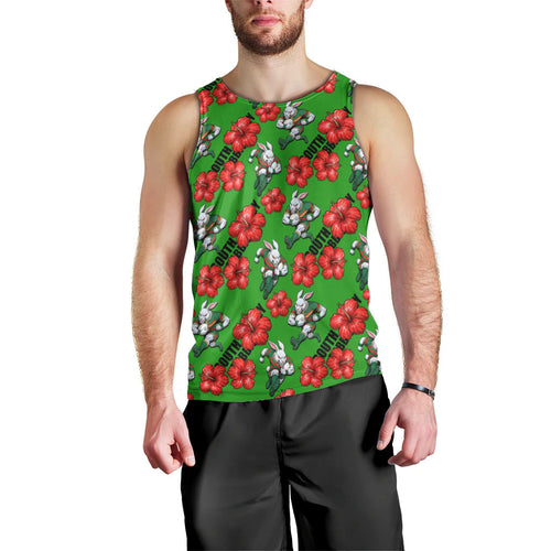 South Sydney Rabbitohs Men Tank Top Tropical Hibiscus Floral Seamless Rugby Mascot