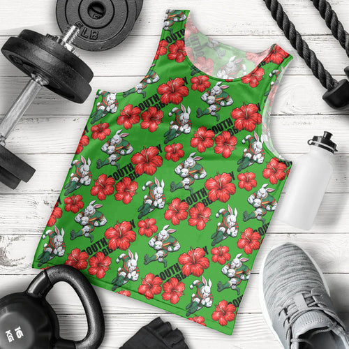 South Sydney Rabbitohs Men Tank Top Tropical Hibiscus Floral Seamless Rugby Mascot