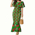 South Sydney Rabbitohs Mermaid Dress Tropical Hibiscus Floral Seamless Rugby Mascot