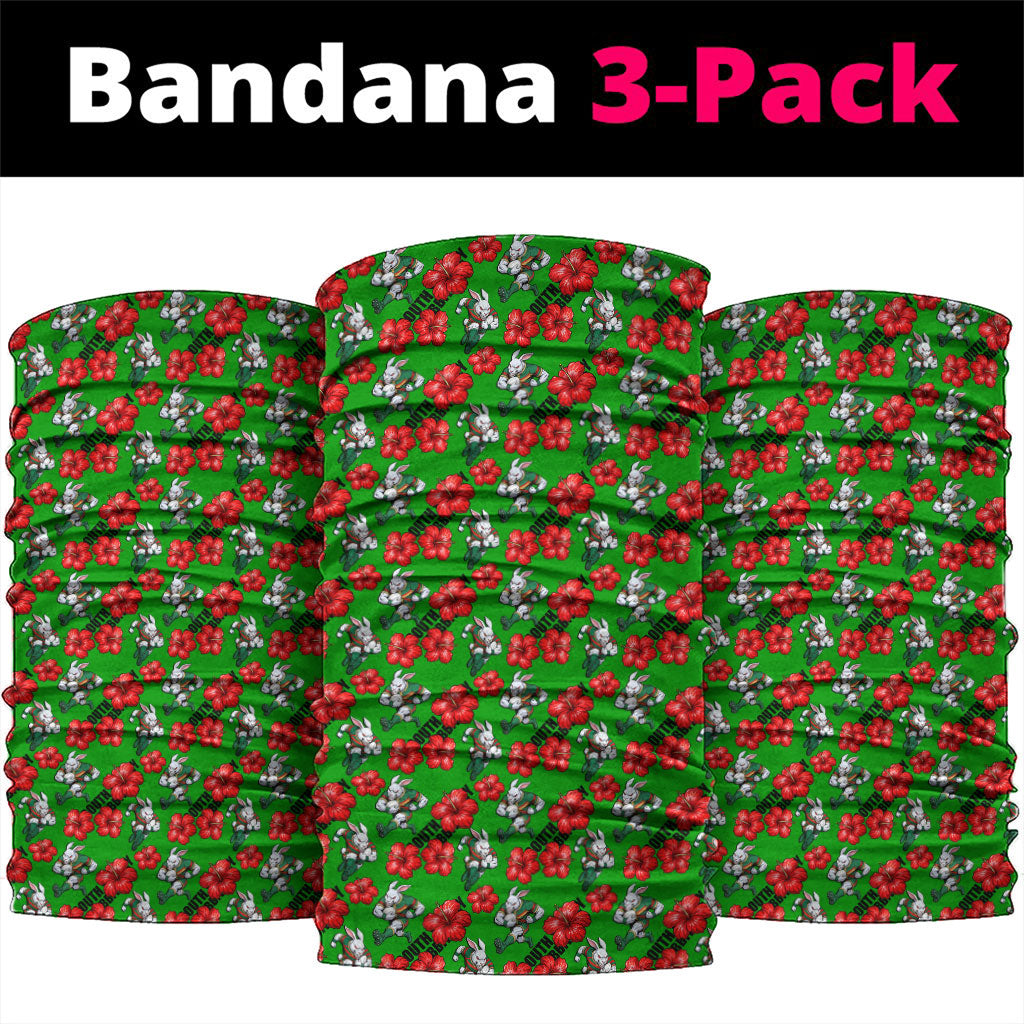 South Sydney Rabbitohs Neck Gaiter Tropical Hibiscus Floral Seamless Rugby Mascot