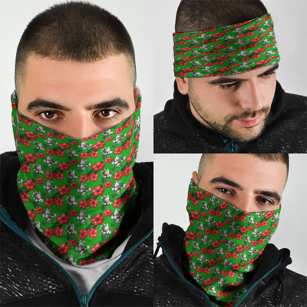 South Sydney Rabbitohs Neck Gaiter Tropical Hibiscus Floral Seamless Rugby Mascot
