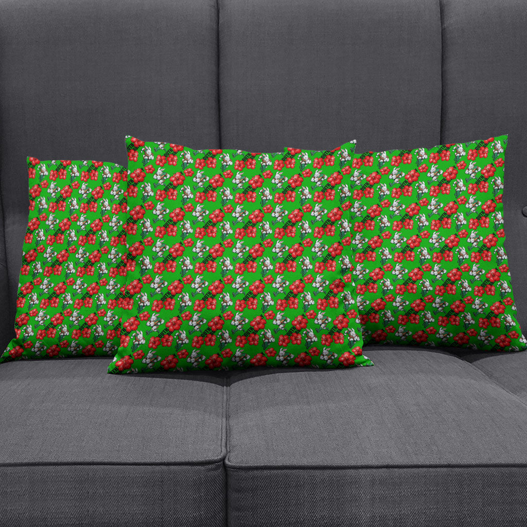 South Sydney Rabbitohs Pillow Cover Tropical Hibiscus Floral Seamless Rugby Mascot