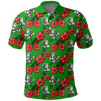South Sydney Rabbitohs Polo Shirt Tropical Hibiscus Floral Seamless Rugby Mascot