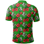 South Sydney Rabbitohs Polo Shirt Tropical Hibiscus Floral Seamless Rugby Mascot