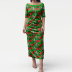 South Sydney Rabbitohs Puletasi Tropical Hibiscus Floral Seamless Rugby Mascot