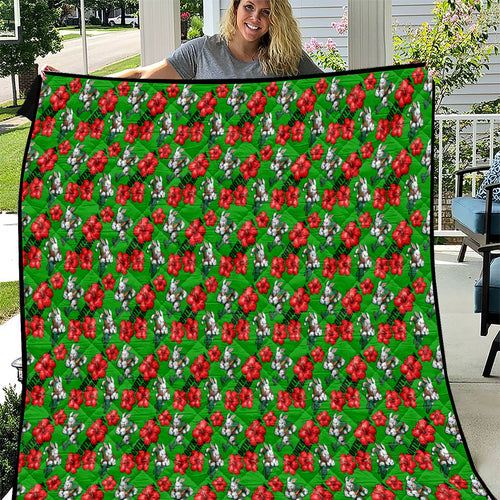 South Sydney Rabbitohs Quilt Tropical Hibiscus Floral Seamless Rugby Mascot