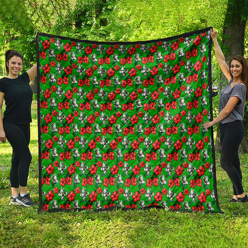South Sydney Rabbitohs Quilt Tropical Hibiscus Floral Seamless Rugby Mascot
