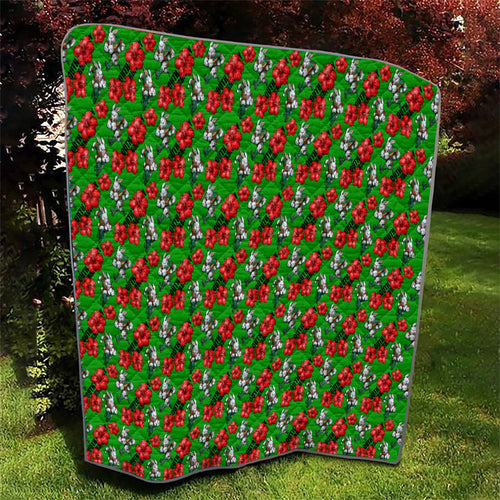 South Sydney Rabbitohs Quilt Tropical Hibiscus Floral Seamless Rugby Mascot