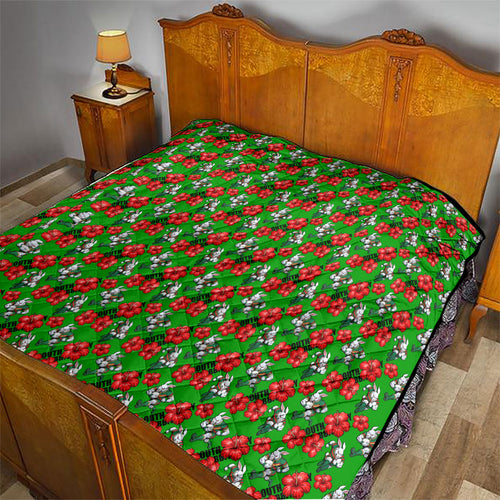 South Sydney Rabbitohs Quilt Tropical Hibiscus Floral Seamless Rugby Mascot