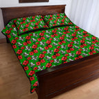 South Sydney Rabbitohs Quilt Bed Set Tropical Hibiscus Floral Seamless Rugby Mascot