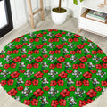 South Sydney Rabbitohs Round Carpet Tropical Hibiscus Floral Seamless Rugby Mascot