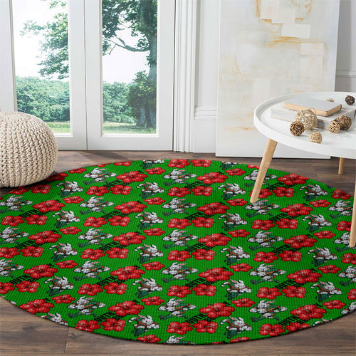 South Sydney Rabbitohs Round Carpet Tropical Hibiscus Floral Seamless Rugby Mascot
