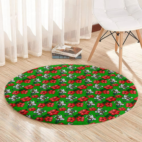 South Sydney Rabbitohs Round Carpet Tropical Hibiscus Floral Seamless Rugby Mascot
