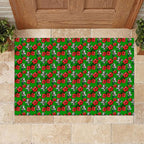 South Sydney Rabbitohs Rubber Doormat Tropical Hibiscus Floral Seamless Rugby Mascot