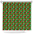 South Sydney Rabbitohs Shower Curtain Tropical Hibiscus Floral Seamless Rugby Mascot