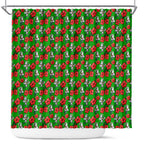 South Sydney Rabbitohs Shower Curtain Tropical Hibiscus Floral Seamless Rugby Mascot