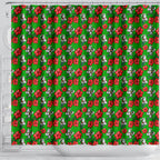 South Sydney Rabbitohs Shower Curtain Tropical Hibiscus Floral Seamless Rugby Mascot