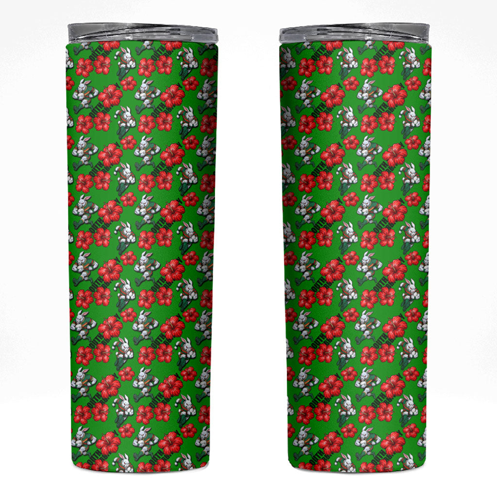 South Sydney Rabbitohs Skinny Tumbler Tropical Hibiscus Floral Seamless Rugby Mascot